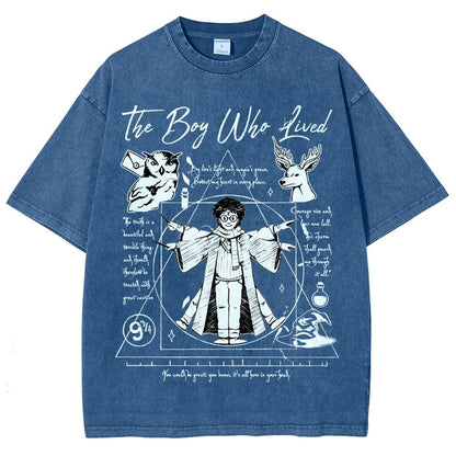 Vitruvian Wizard Vintage Distressed T-shirt