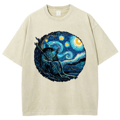 Starry Wizard Vintage Distressed T-shirt