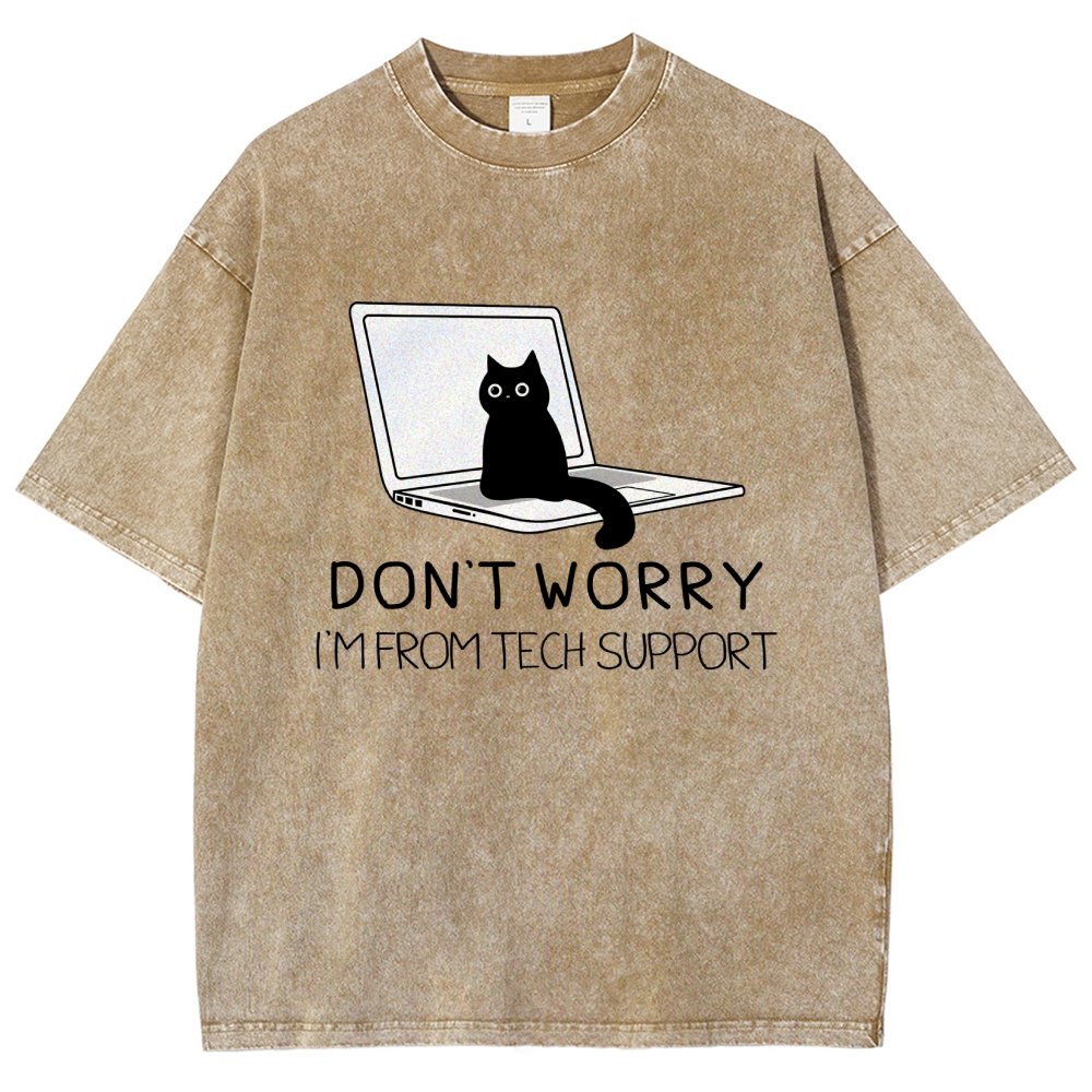 Funny Cat Tech Support  Vintage Distressed T-shirt