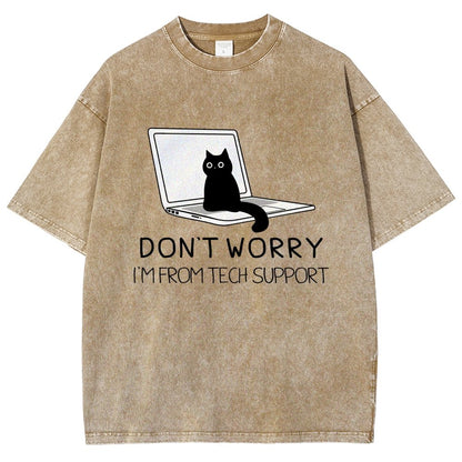 Funny Cat Tech Support  Vintage Distressed T-shirt