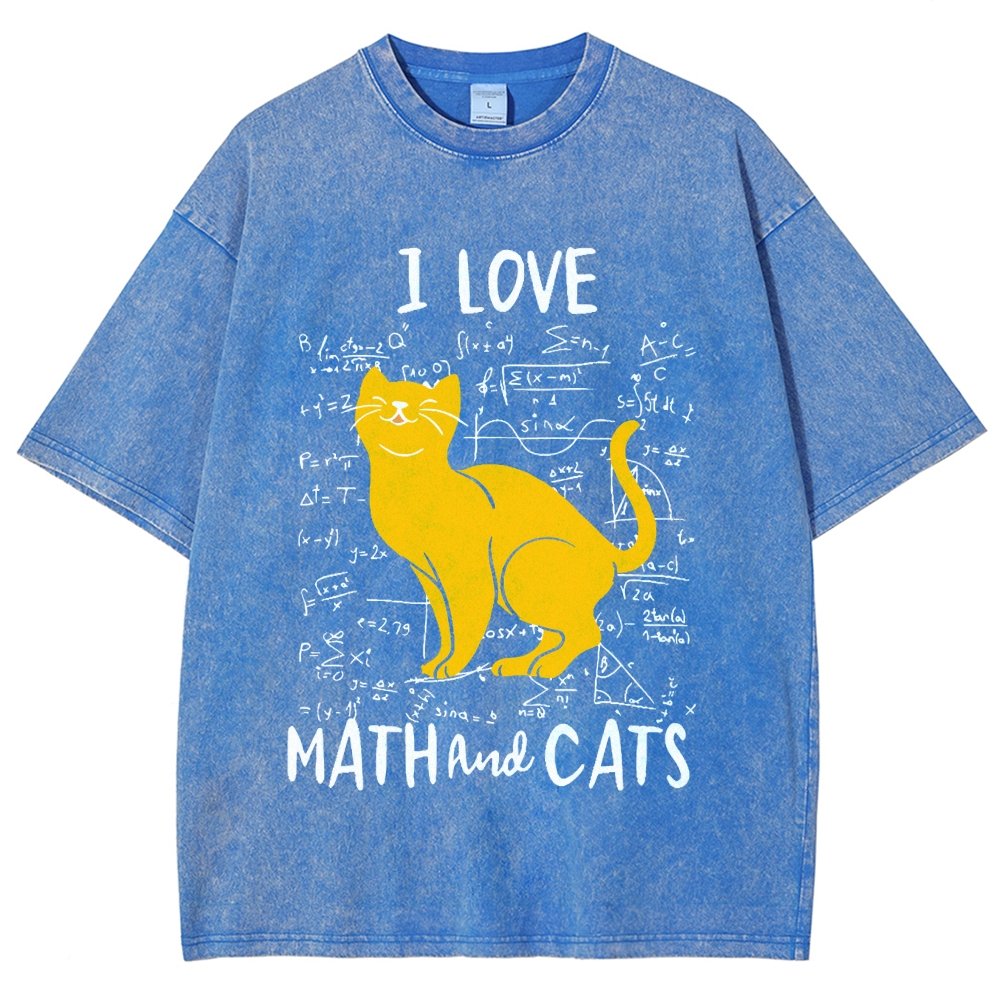 I Love Math And Cats Vintage Distressed T-shirt