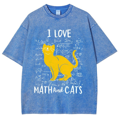 I Love Math And Cats Vintage Distressed T-shirt