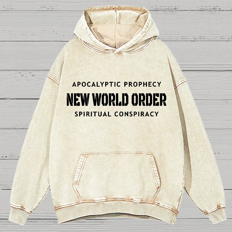 New World Order Spiritual Conspiracy Vintage Distressed Hoodie