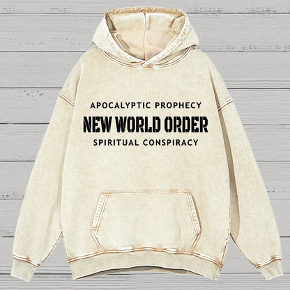 New World Order Spiritual Conspiracy Vintage Distressed Hoodie