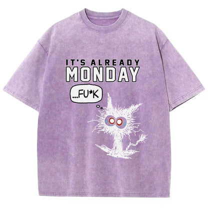 Monday Funny Cat Vintage Distressed T-shirt