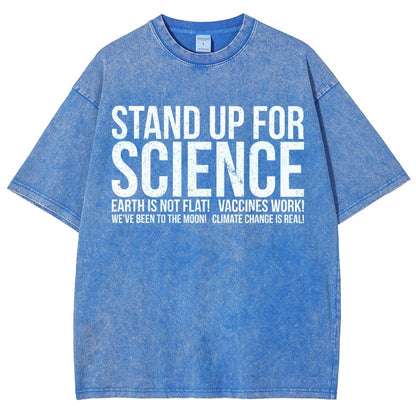 Earth Is Not Flat Stand Up For Science Vintage Distressed T-shirt