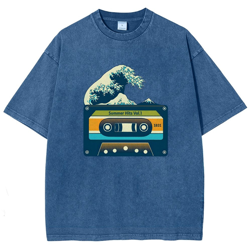Summer Hits Of Kanagawa Cassette Vintage Distressed T-shirt