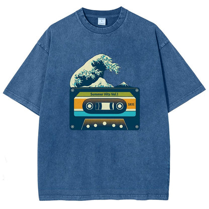 Summer Hits Of Kanagawa Cassette Vintage Distressed T-shirt