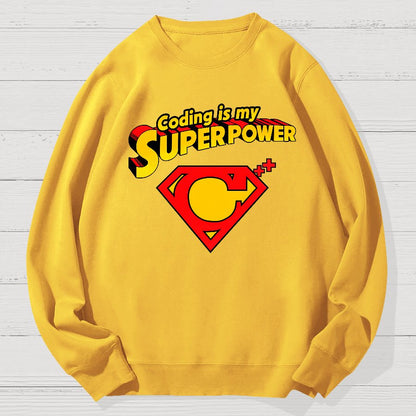 Coding Is My Superpower Geek Cotton Sweatshirt