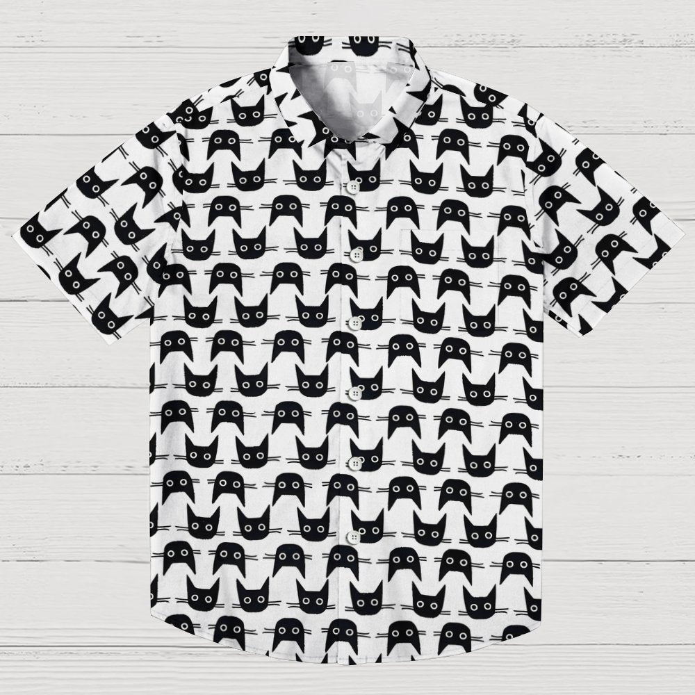 Black cat avatar Geek Hawaiian Shirt