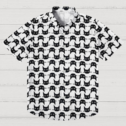 Black cat avatar Geek Hawaiian Shirt