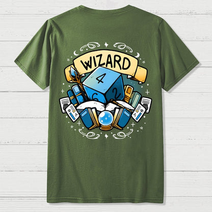 Wizard Dice Front And Back Printing Geek T-Shirt