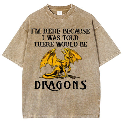I'm Here Because I Was Told There Would Be Dragons Vintage Distressed T-shirt