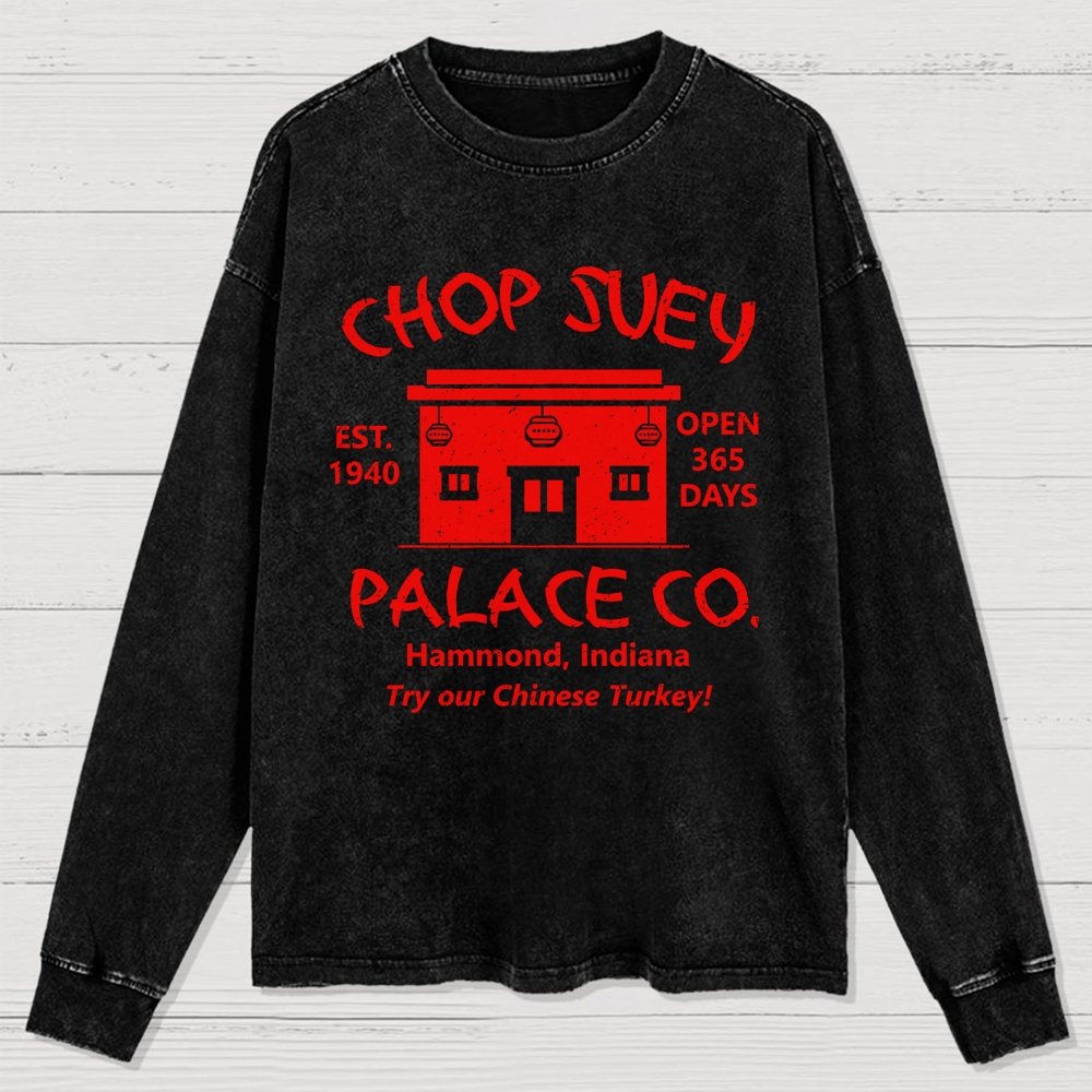 Christmas Story Mysterious Eatery Washed Long Sleeve Tee