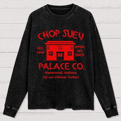 Christmas Story Mysterious Eatery Washed Long Sleeve Tee