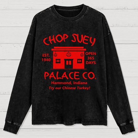 Christmas Story Mysterious Eatery Washed Long Sleeve Tee