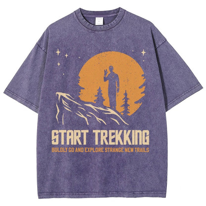 Start Trekking Boldly Go And Explore Uncharted New Trails Vintage Distressed T-shirt