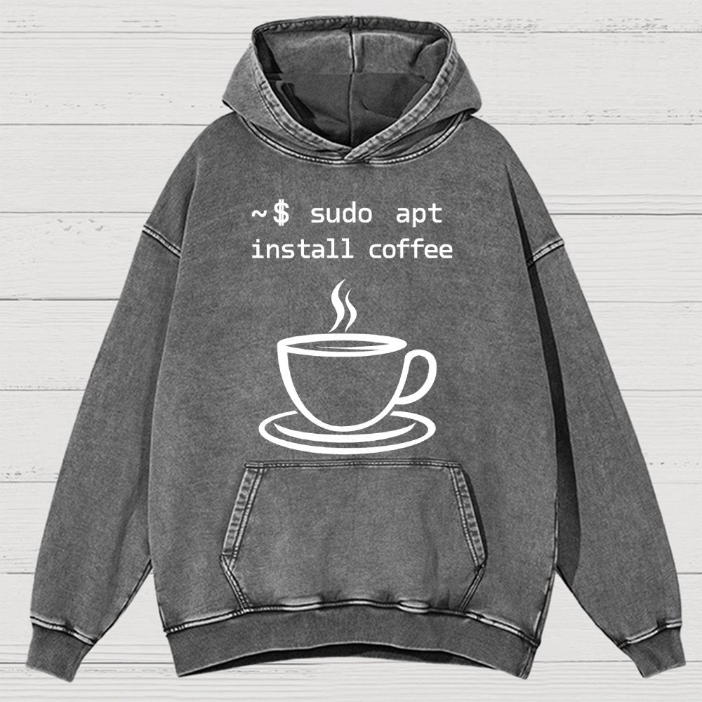 Sudo Apt-Get Install Coffee Vintage Distressed Hoodie