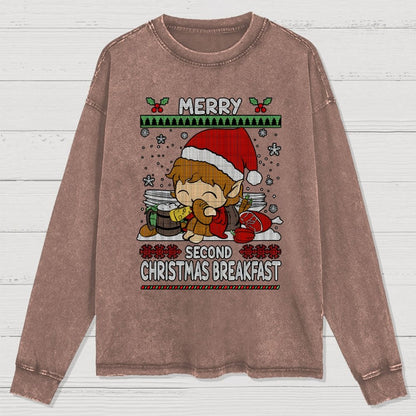 Extra breakfast Christmas Washed Long Sleeve Tee