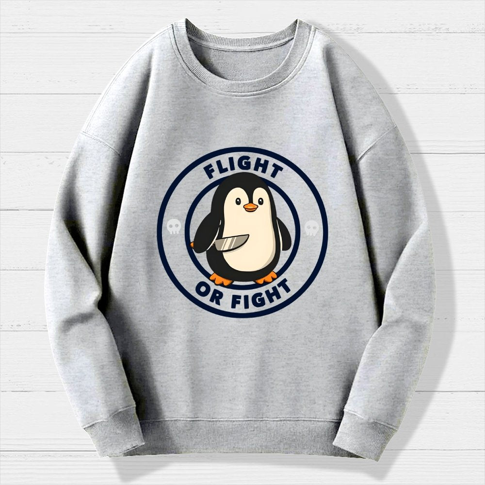 Flight or Fight Penguin Geek Cotton Sweatshirt