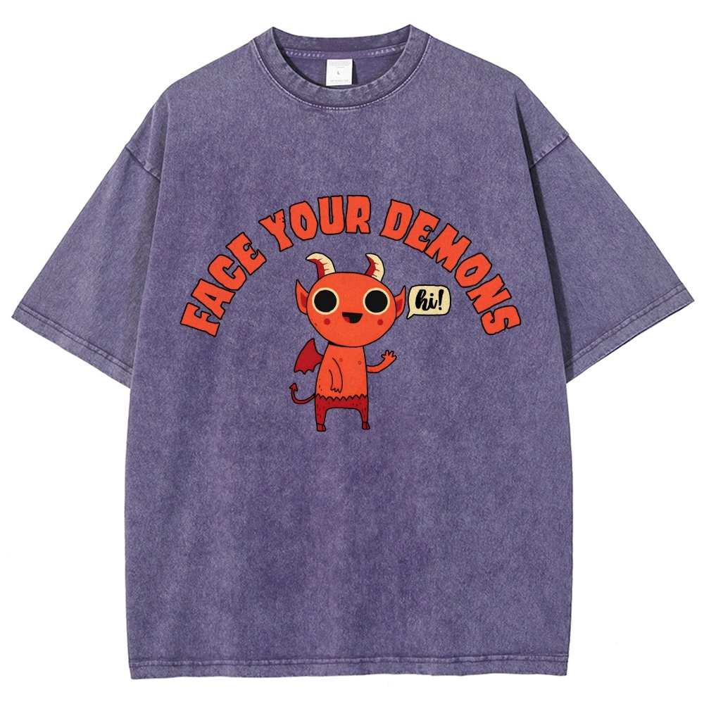 Face Your Demons Vintage Distressed T-shirt