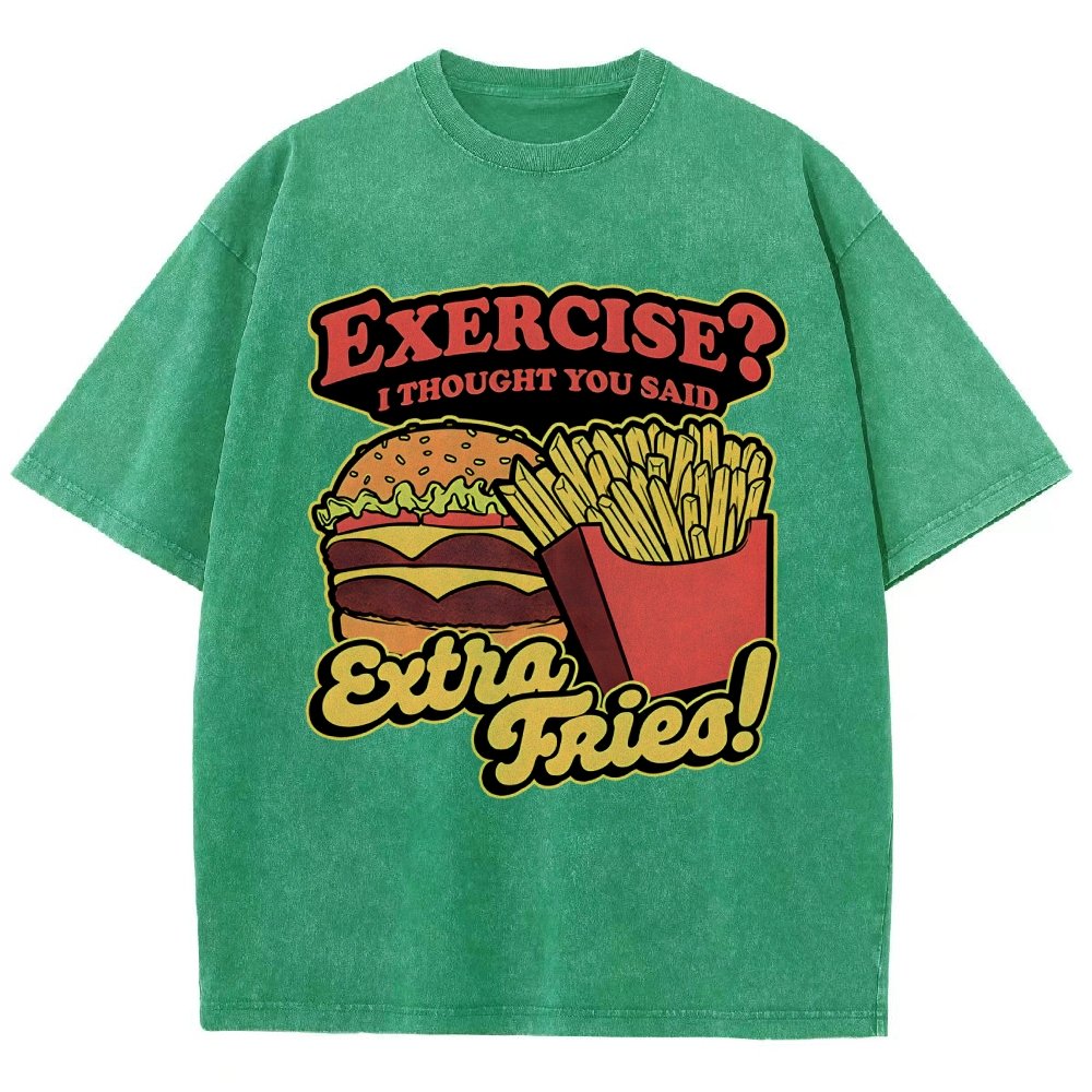 Burger Fries Exercise Vintage Distressed T-shirt