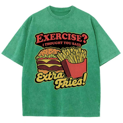 Burger Fries Exercise Vintage Distressed T-shirt