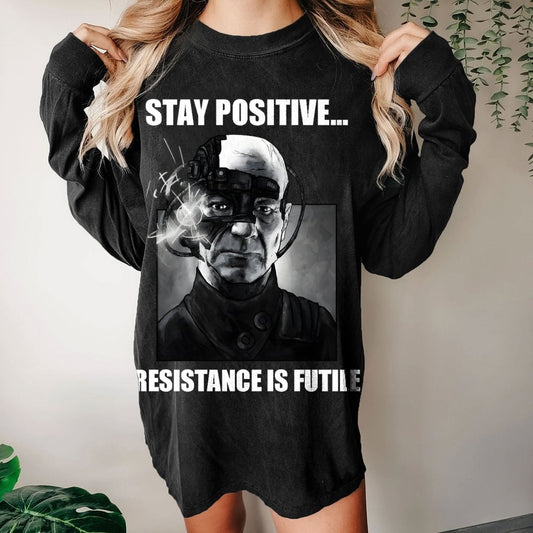 Stay positive... Persistence is key Washed Long Sleeve Tee