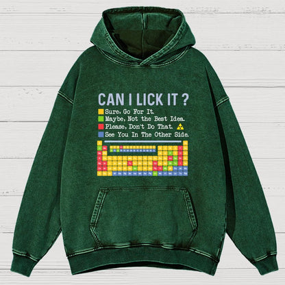 Can I Lick It Question Mark Periodic Table Of Elements Science Vintage Distressed Hoodie