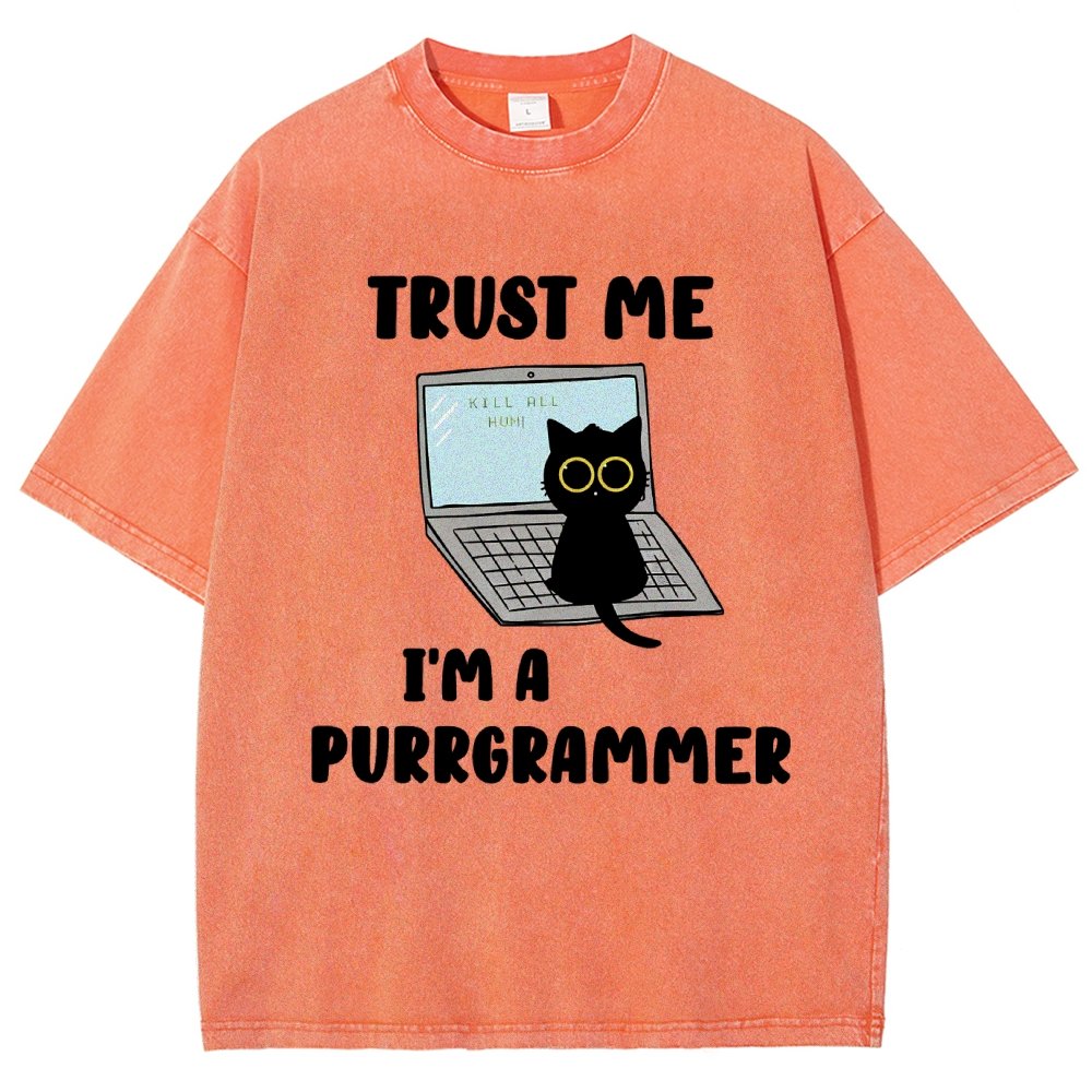 I'm A Purrgrammer Funny Cat Nerdy Vintage Distressed T-shirt