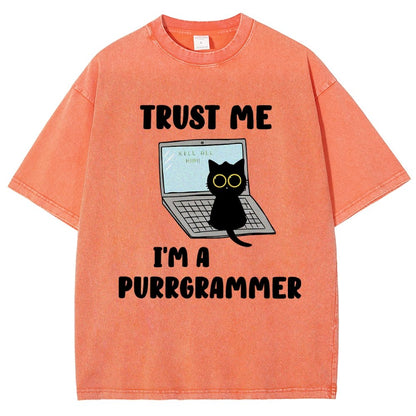 I'm A Purrgrammer Funny Cat Nerdy Vintage Distressed T-shirt