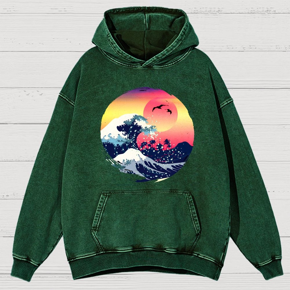 The Great Waves Vintage Distressed Hoodie