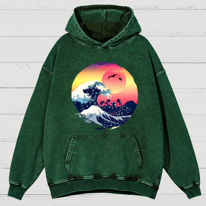 The Great Waves Vintage Distressed Hoodie