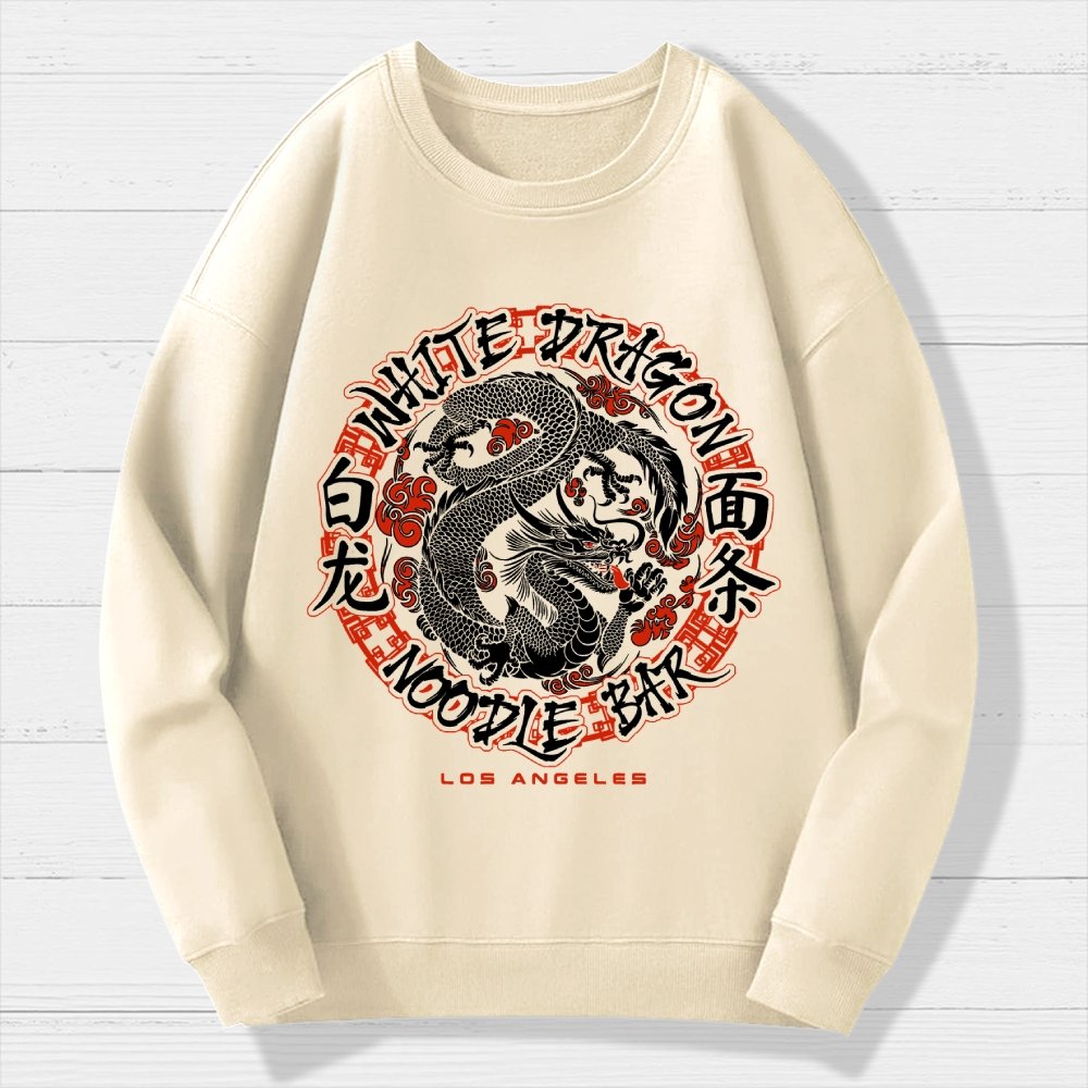 White Dragon Noodle Bar Oversized Geek Cotton Sweatshirt