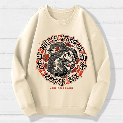 White Dragon Noodle Bar Oversized Geek Cotton Sweatshirt