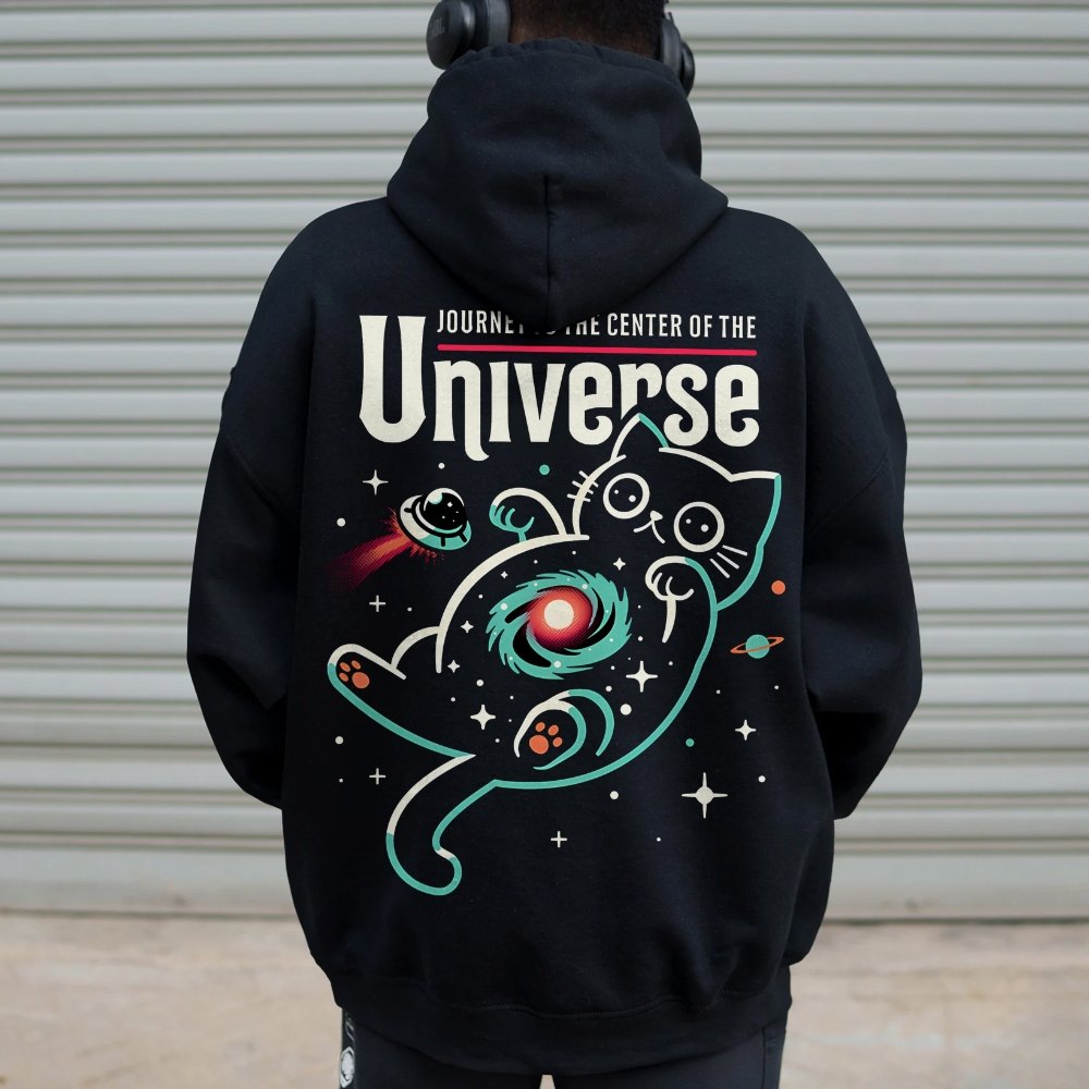 Journey to the Center of the Universe Geek Printed Back Cotton Hoodie
