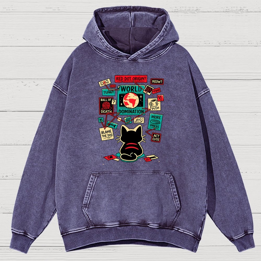 Cat Master Plan Vintage Distressed Hoodie