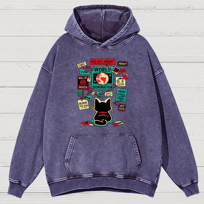 Cat Master Plan Vintage Distressed Hoodie