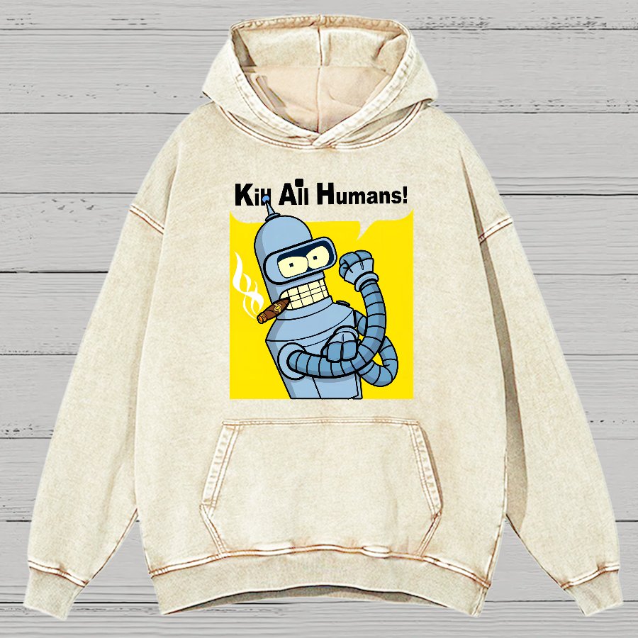 We Can Kill All Humans Vintage Distressed Hoodie
