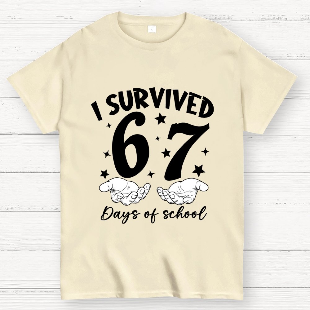 I Survived 67 Days of School Funny Meme Geek T-Shirt