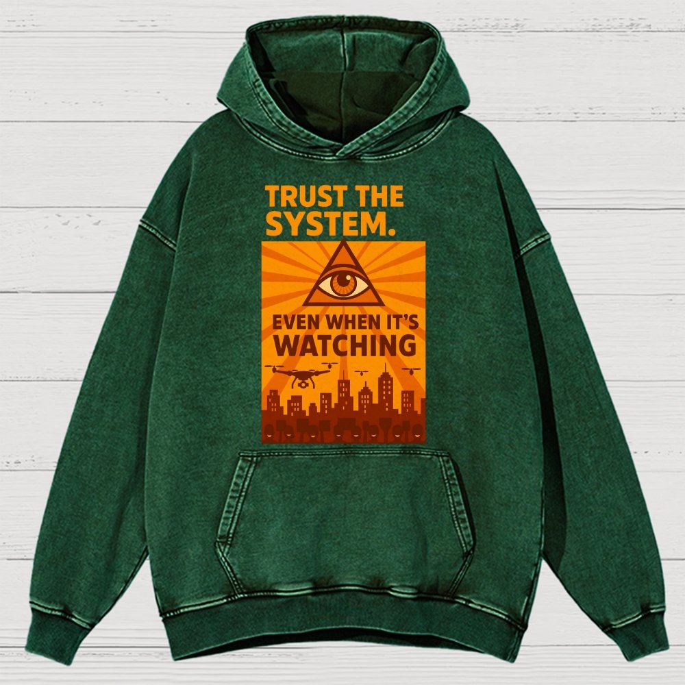 Trust The System - Dystopian Surveillance Vintage Distressed Hoodie