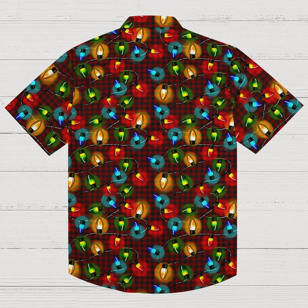 Plaid Christmas Lights Print Geeky Shirt
