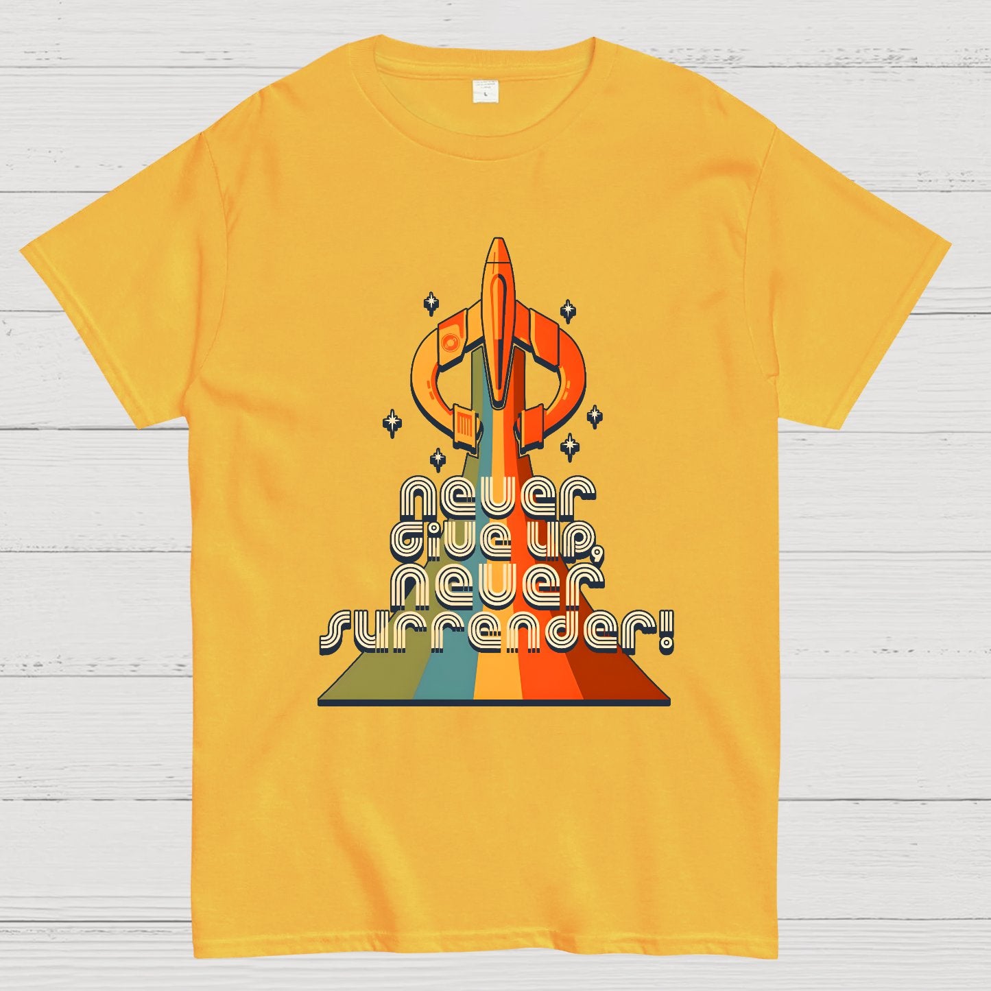 Retro Quest Never give up never surrender! Geek T-Shirt