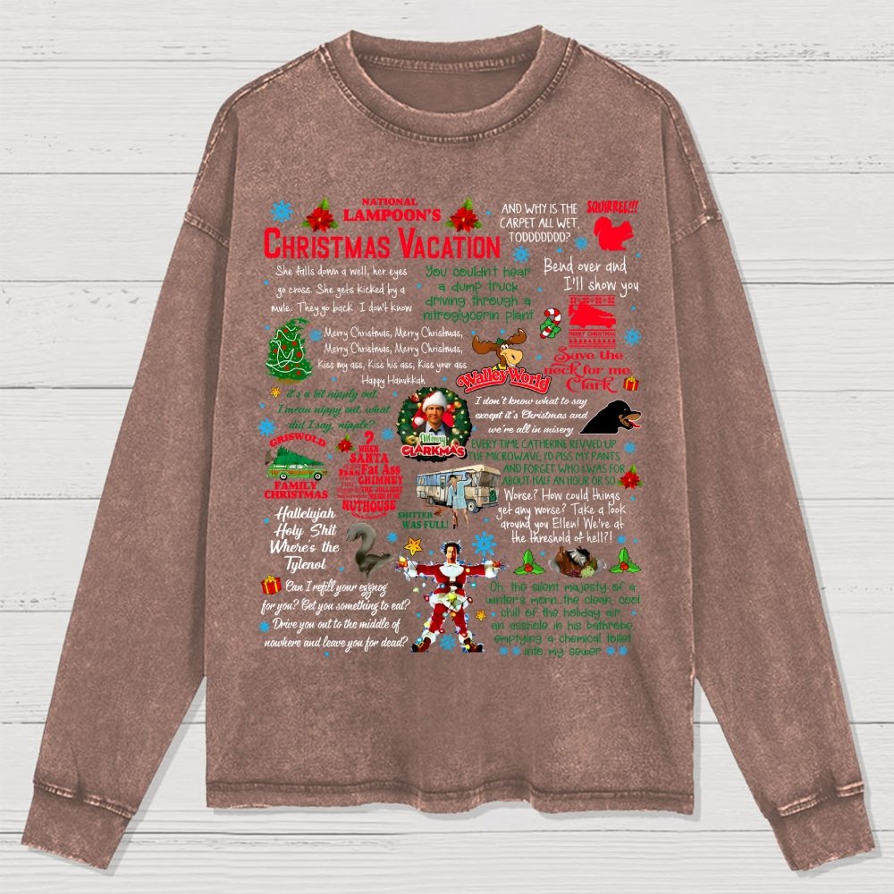 Holiday Vacation Quote Washed Long Sleeve Tee