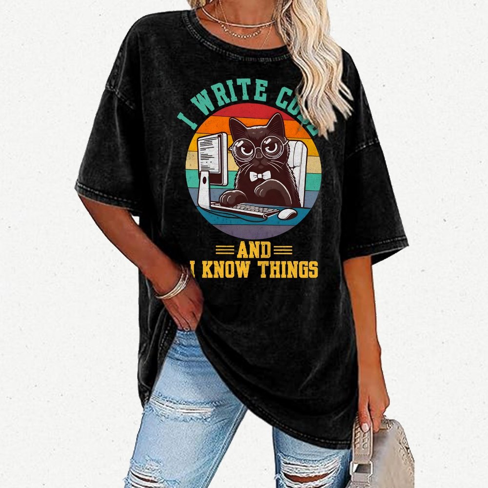 I Write Code And I Know Thing Vintage Distressed T-shirt