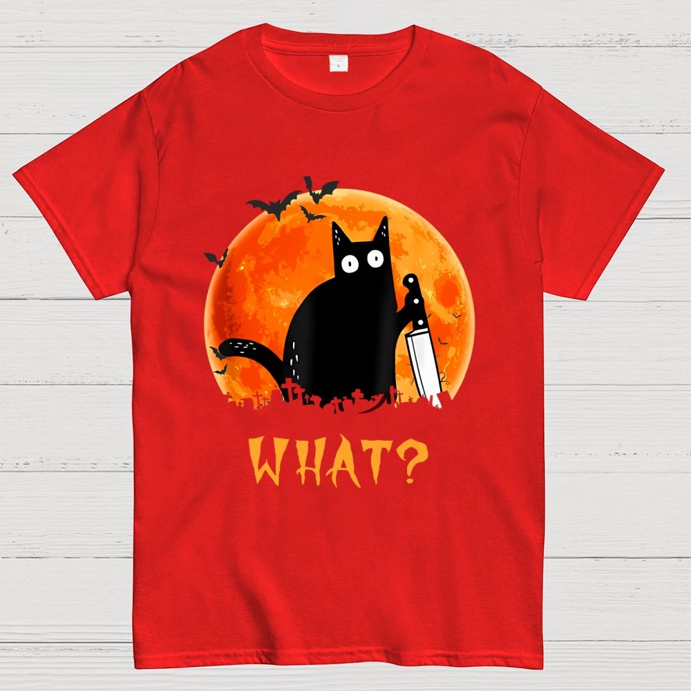 Cat What Funny Halloween Unisex Geek T-Shirt