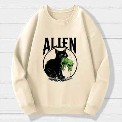 Black Cat Eating Alien Geek Cotton Sweatshirt