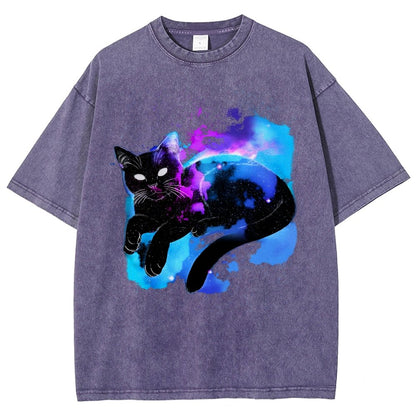 Space Cat Vintage Distressed T-shirt