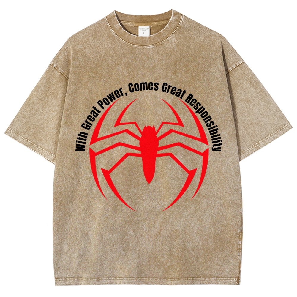 With Great Power Comes Great Responsibility Vintage Distressed T-shirt