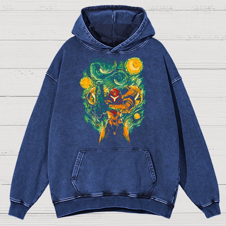 Cosmic Hunter Vintage Distressed Hoodie